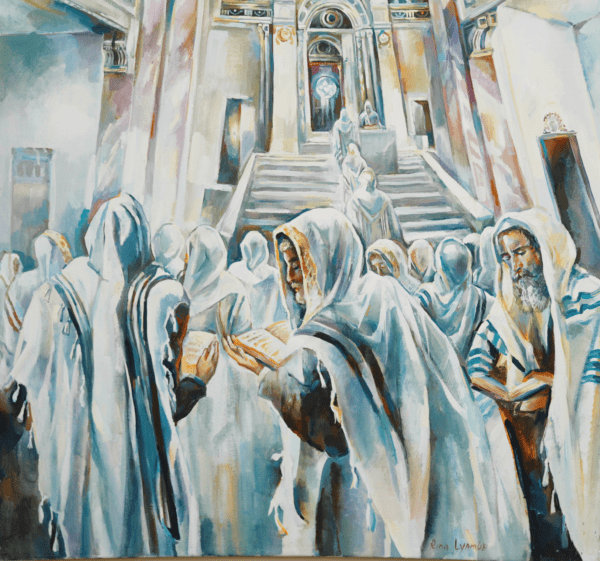 A painting of people in robes and hoods